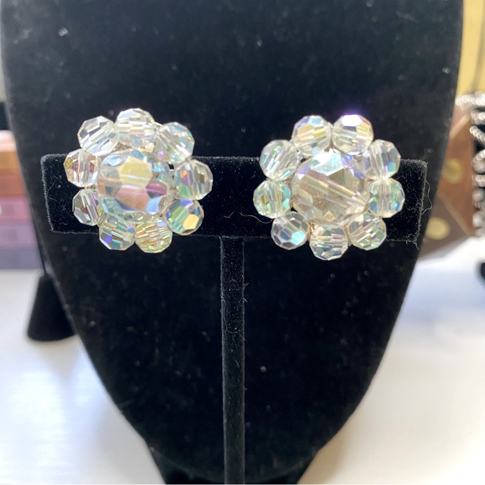 Vintage Coro AB Crystal Clip On Earrings